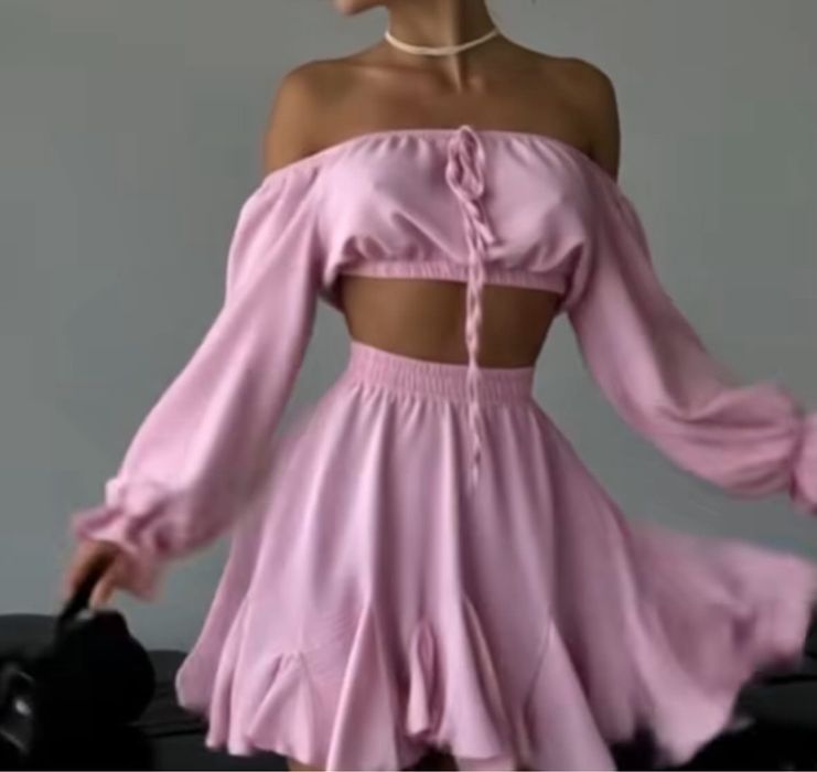 Розов дамски комплект от 2 части