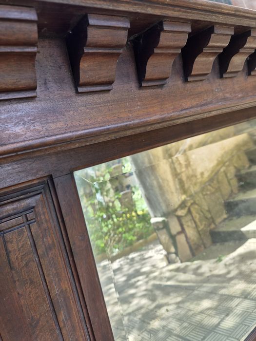 Антична дървена рамка за камина с огледала (Overmantel)