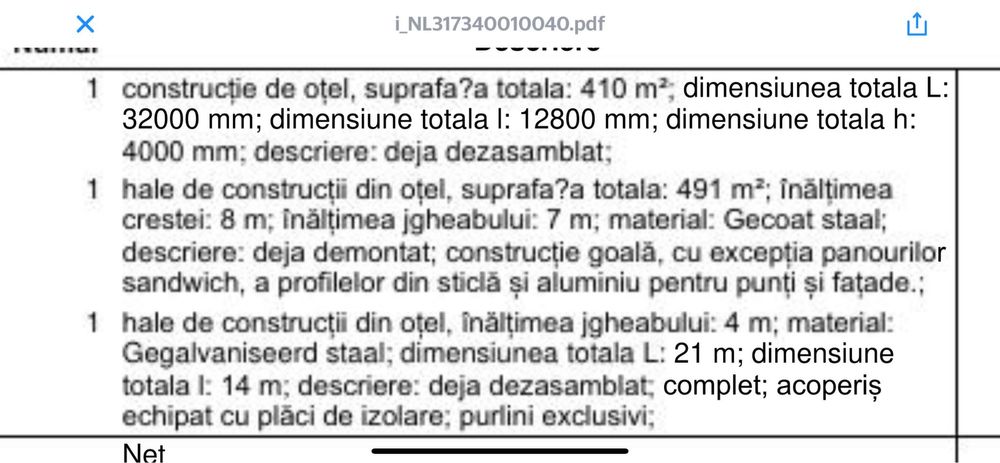 Vand 2 structuri metalice pt hale