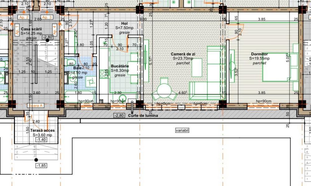 Etaj intermediar, 2 camere 64 mp - Popas Pacurari