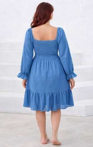 Рокля за бременни в нежен син цвят