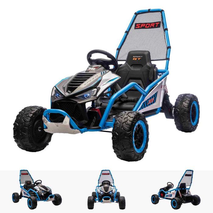 Go-Kart electric cu functie DRIFT 2x 150W 24V 10Ah scaun tapitat Blue