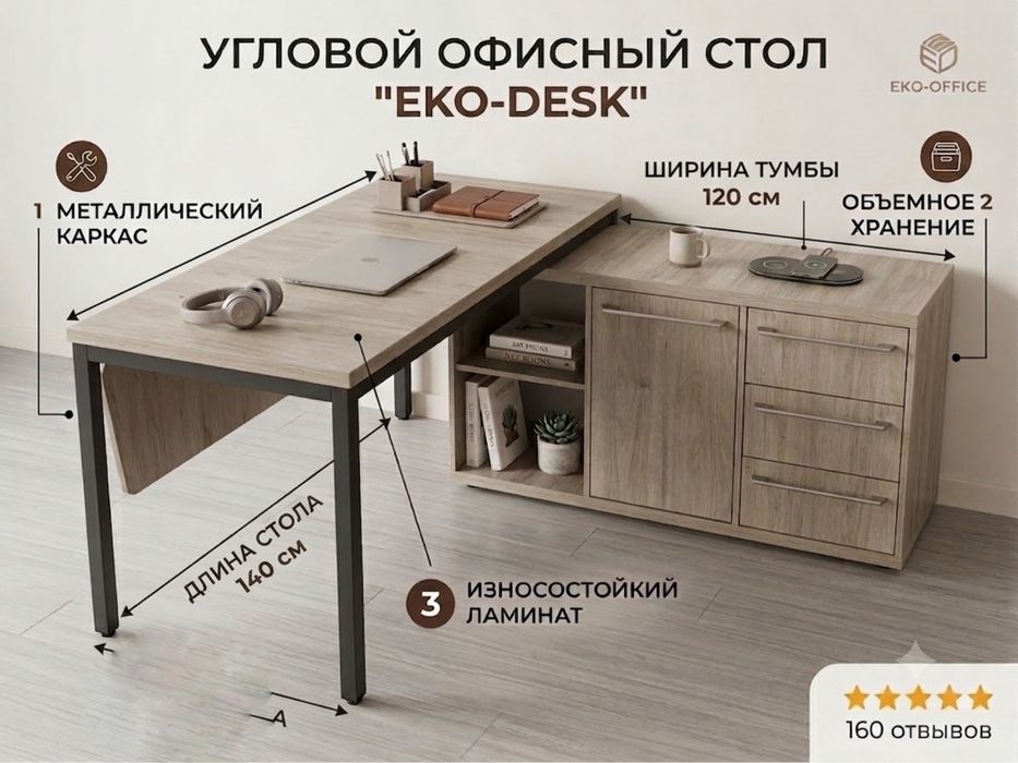 Письменый стол с тумбой Loft