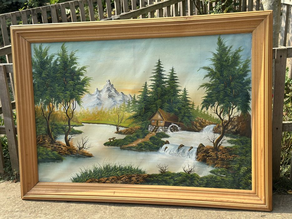 Tablou pictat pe pânză, peisaj, semnat Sincu P. – 120×85 cm