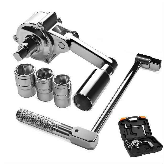 Гайковерт механичен усилващ за гуми 2025 комплект с вложки 17 19 21 мм