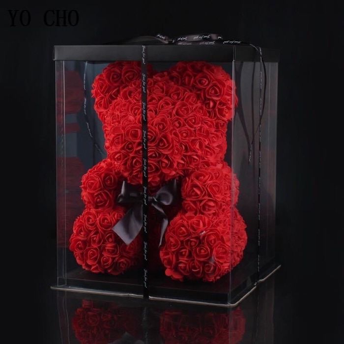 Figurina ursulet din flori artificiale de spuma 40 cm 150 lei