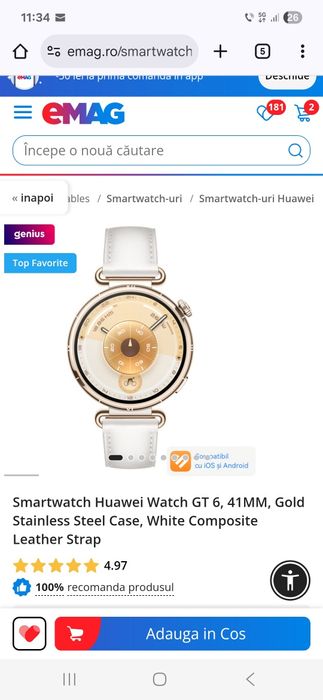 Smartwatch Huawei gt6 dama NOU