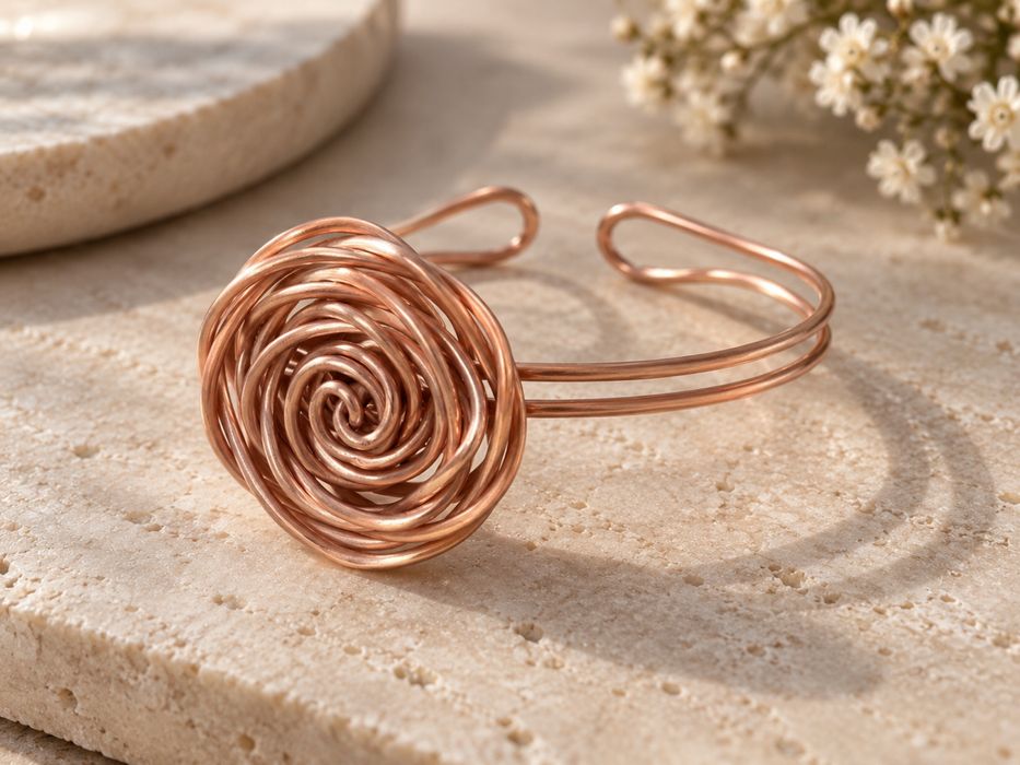 Bratara din cupru handmade Rose Wire design