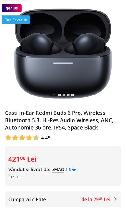 Căști wireless Redmi Buds 6 Pro – stare foarte bună