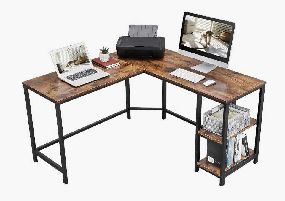 L-образный компьютерный стол для школьников в стиле лофт