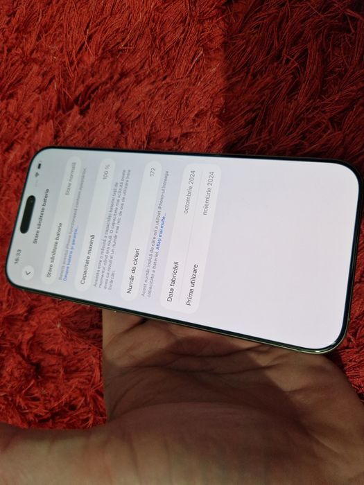 -Iphone 16Pro Max, ca Nou, 256Gb, 8Ram, Natural Titanium, ireprosabil,