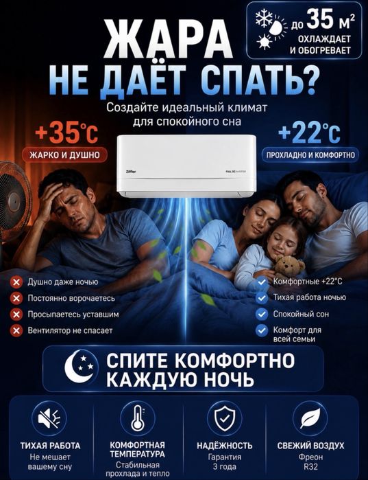 Кондицинер Ziffler 12/18/24 большой агрегат, 3 года гарантия