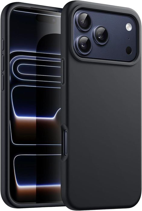 Матов силиконов кейс за apple iphone 17 pro max - черен