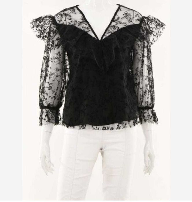 Bluza semitransparenta ZARA cu insertie de volane, dama