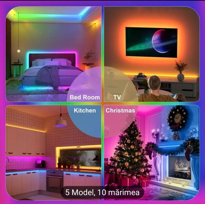 Banda LED 10 metri, ambianță TV, camera