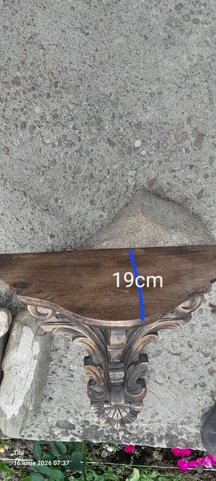 Suport de perete lemn masiv, sculptat manual, stil baroc