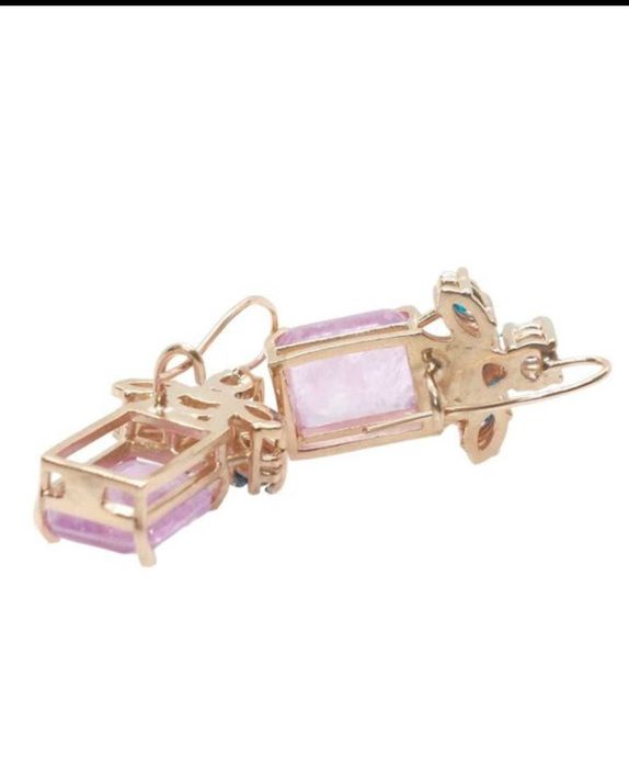 Cercei aur roz 9K Morganit si 8 Safire