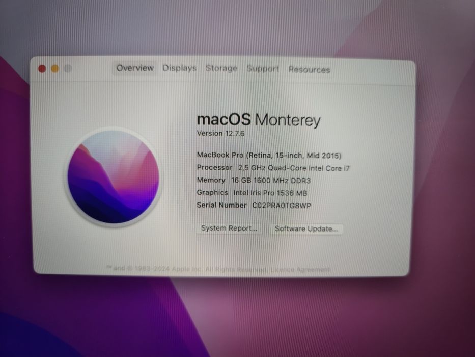 MacBook Pro Retina 15” Mid 2015 i7 / 16GB / SSD 256GB