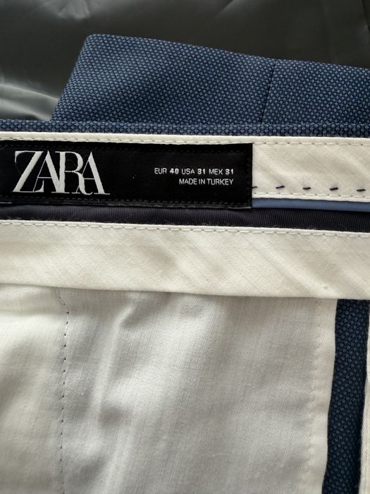 Costum albastru barbati zara, sacou marime 48, pantaloni marime 40