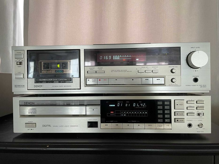 Linie Audio Vintage High-End Denon Silver: DCD-1500 (CDP) + DR-M22 (Deck 3 Capete) – Stare Perfectă de Colecție