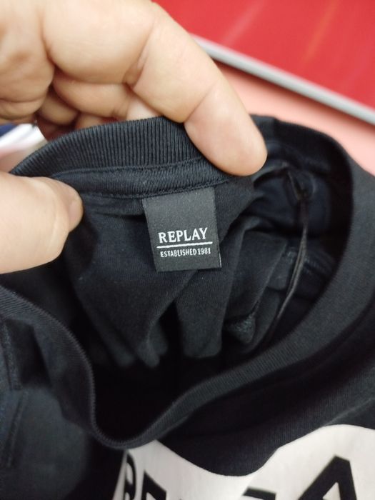 Оригинална тениска Replay L нова мъжка черна памучна