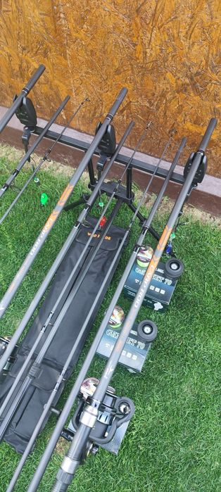 Set Crap,3 Lansete Carbon 3,90m,3 Mulinete Gannet 7000,13 Rulmenti,Rod Pod+Senzori+Swingere+ Fir