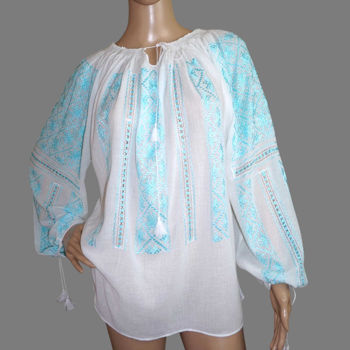 Ie lucrata manual cu model cusut manual bleo turcoaz M-L