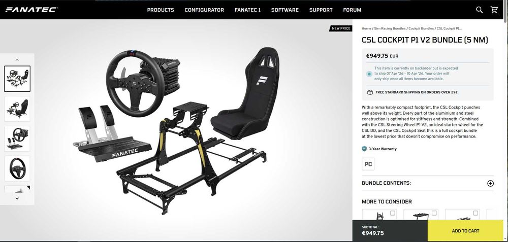 Fanatec CSL DD Full Rig – Ca Nou – Garantie – București – 790€ (Simulator Curse)