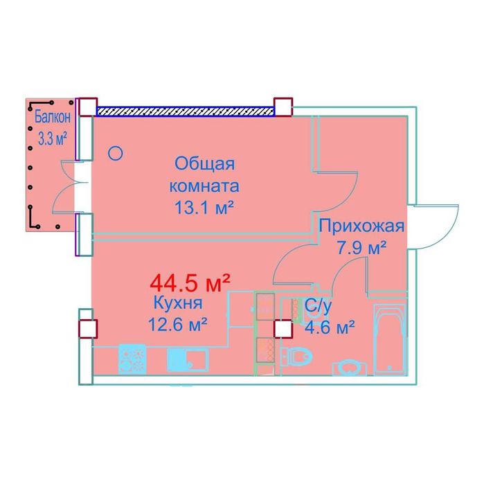 TJM Yangi Sokin Xayot 44.5 м2 1-xona  Qoraqamish 2/4 orqa taraf