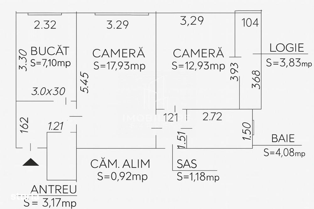 Apartament Semicentral cu 2 camere