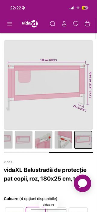 Bara de protectie pentru copii, 2 bucati, 180x70-95