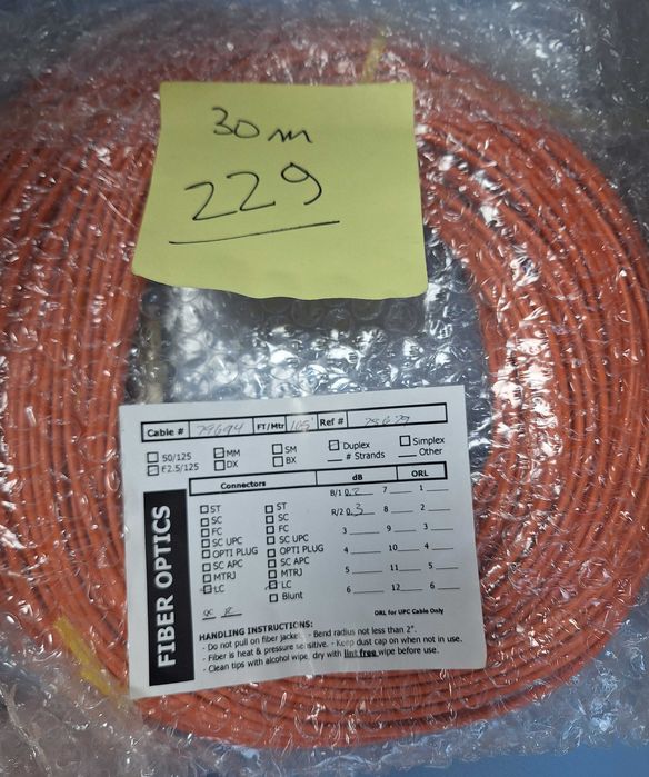 Cablu fibra optica LC-LC lungimi intre 14m si 26m, 23 bucati disponib.