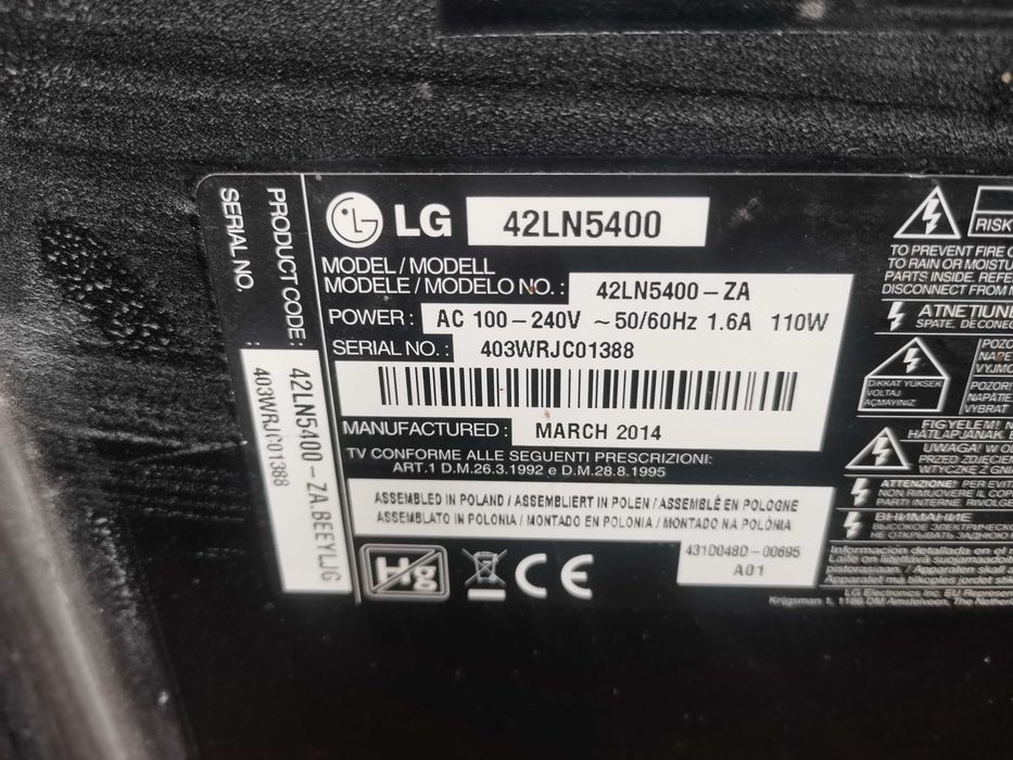 Vind tv LG model 42LN5400