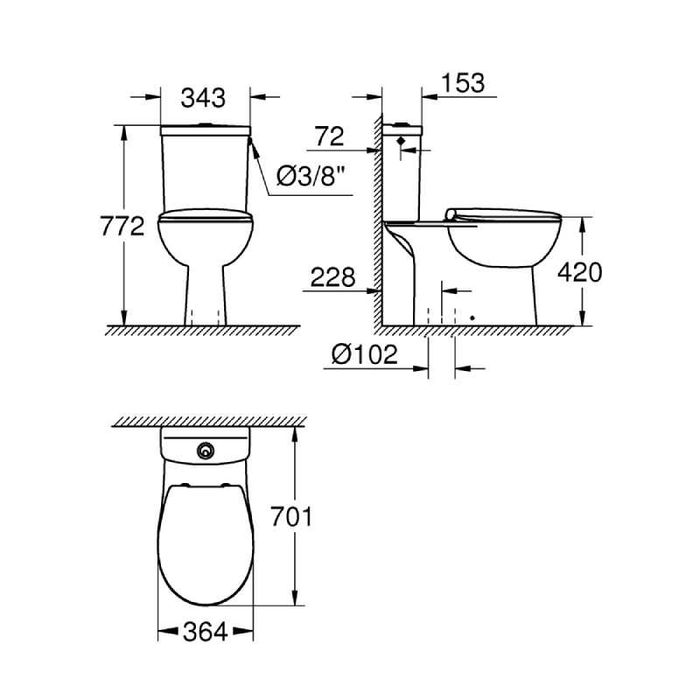 Моноблок Grohe Bau Ceramic с долно оттичане нови 2 броя