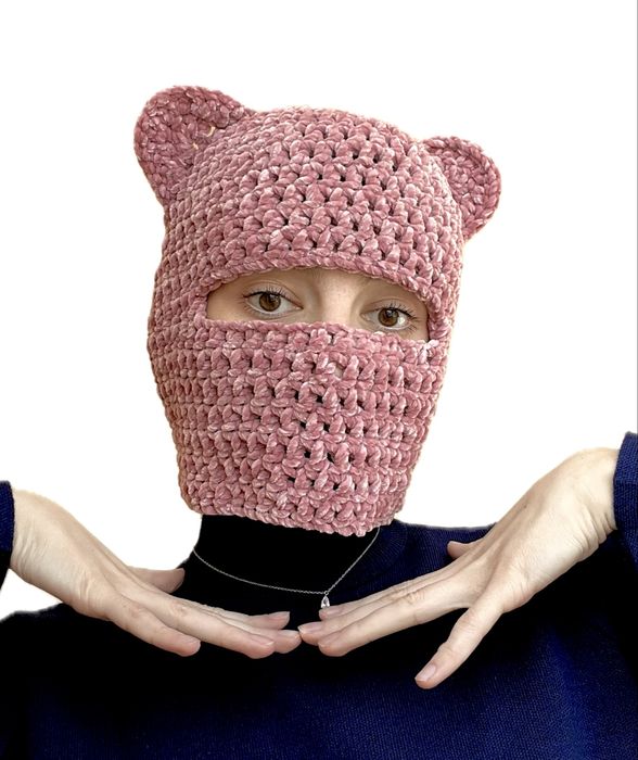 Balaclava cagula caciula crosetata manual model ursulet