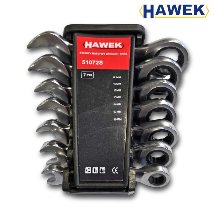HAWEK 7 Броя Комплект къси тресчотни ключове HAWEK 8-19 мм 7 части