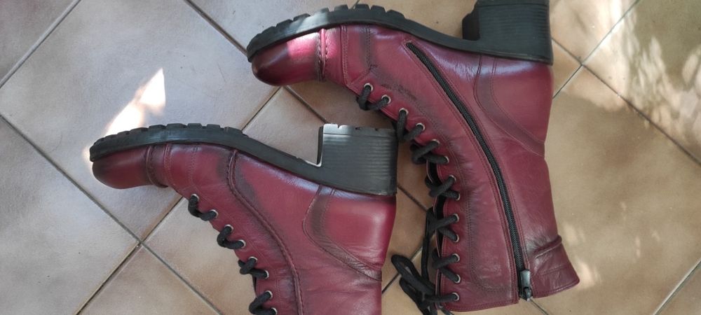 Дамски боти естествена кожа в бордо