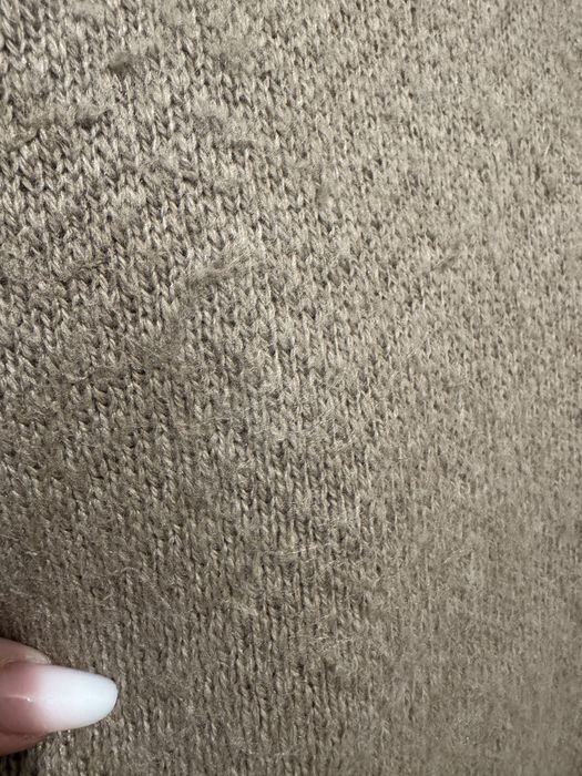 Pardesiu / palton midi tricotat bej taupe mix de lana Zara marimea XS