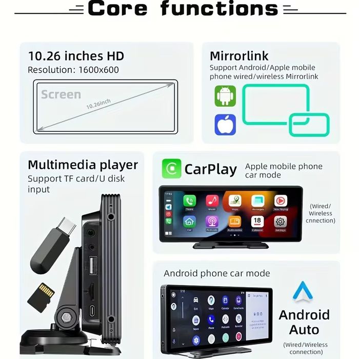 Carplay 10" compatibil Android Auto sau Apple Carplay ca nou