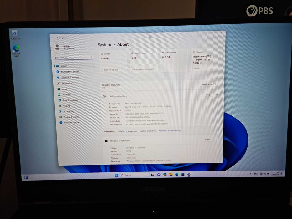 Lenovo Legion Y540-17IRH Lenovo Legion intel i7 GTX 1660 Ti 16GB RAM