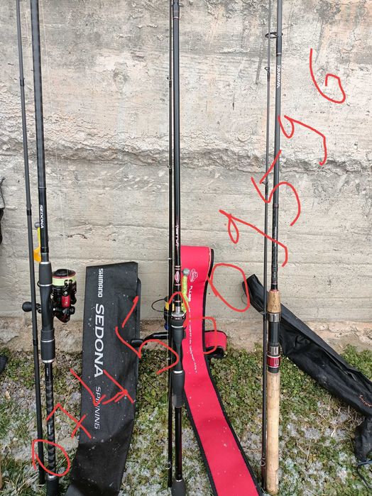 Lansete spinning Shimano pentru pescuit la șalău pe Dunăre.