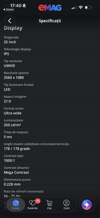 Monitor LG 25 Ultrawide 2K