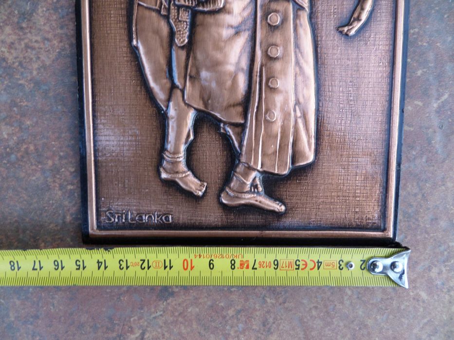 Arta asiatica gravura cupru in relief din Sri Lanka,frumoasa,deosebita