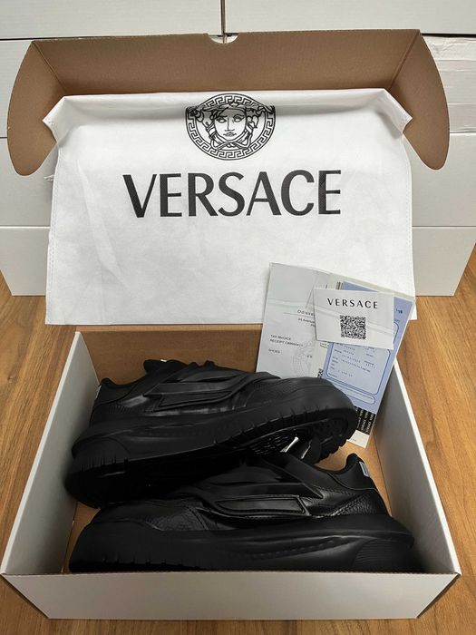->PREȚ NEBUN<- Adidași~sneakers high-top bărbați Versace Odissea Black (săculeț de transport CADOU/Livrare cu verificare)