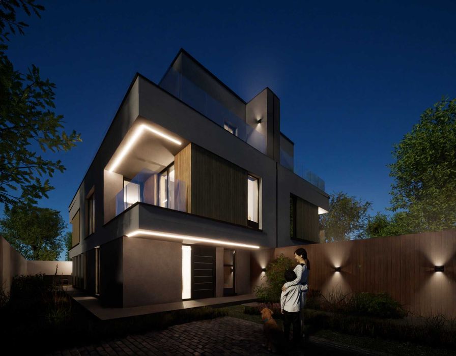 Vile premium individuale S+P+1E+2R subsol, 4 dormitoare, living, curte