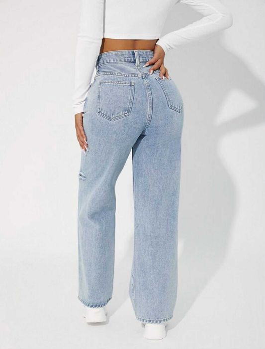 Скъсани сини дънки Shein