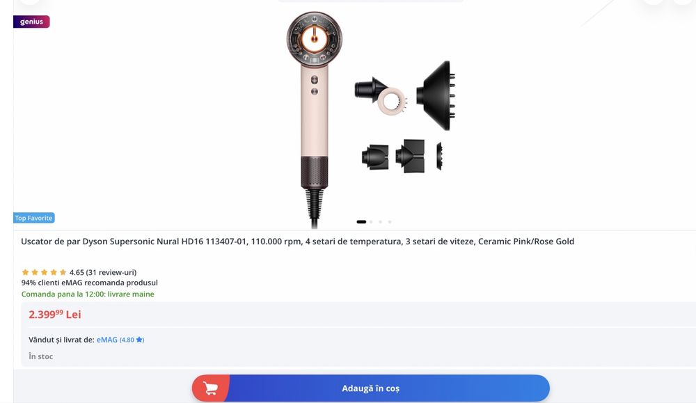 Uscator de par Dyson Supersonic Nural HD16 113407-01, nou in garantie