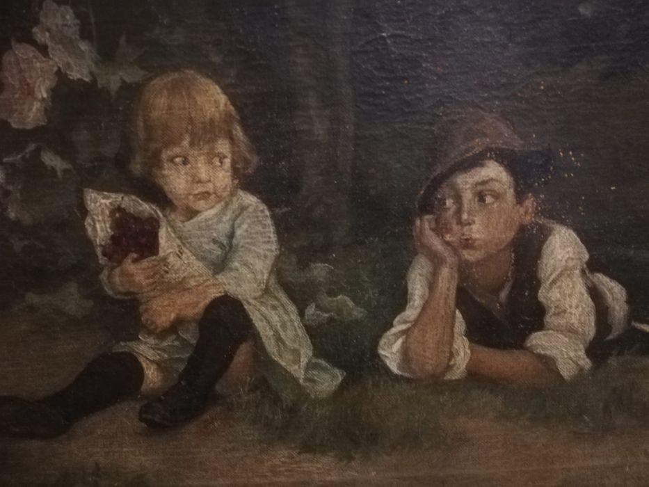 Tablou, foarte, vechi, pictat, panza