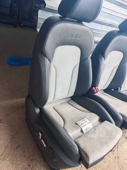 Кожен салон Audi SQ5 Q5 черна кожа и сива алкантара подгрев и Ел N805
