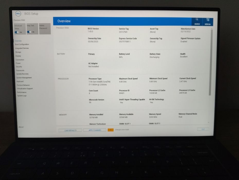 Dell Precision 5560 i7-11 32gb RAM T1200